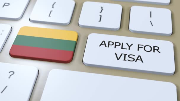 Lituanie Demander Visa Concept Visa Pays Gouvernement Avec Drapeau National — Video