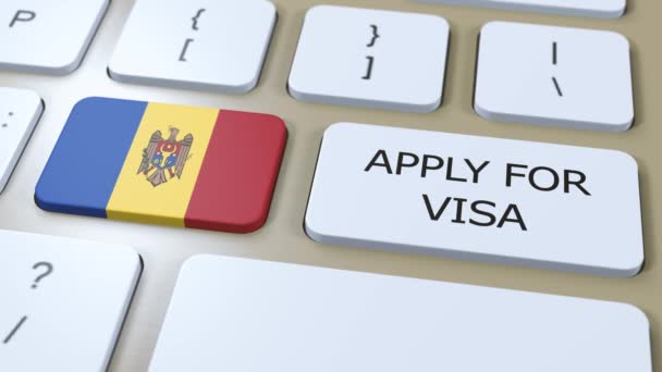 モルドバはビザのコンセプトを申請する 国旗を持つ国または政府のビザ — ストック動画