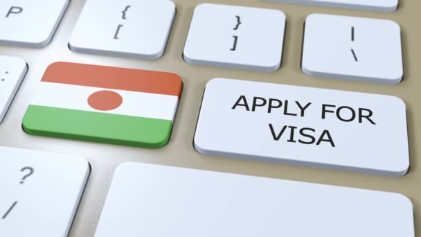 Niger Candidatar Visa Concept Visto País Governo Com Bandeira Nacional — Vídeo de Stock