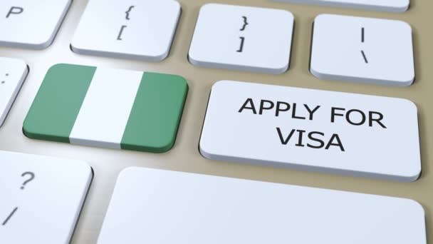 Nigeria Solicite Concepto Visa Visa País Gobierno Con Bandera Nacional — Vídeo de stock
