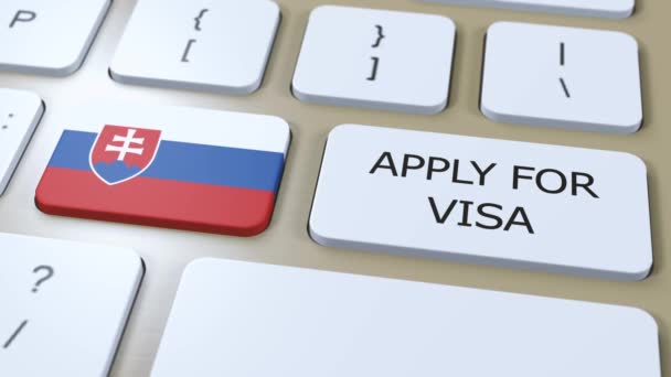 Slovakya Visa Konsepti Için Başvuru Yap Ulusal Bayrağı Olan Ülke — Stok video