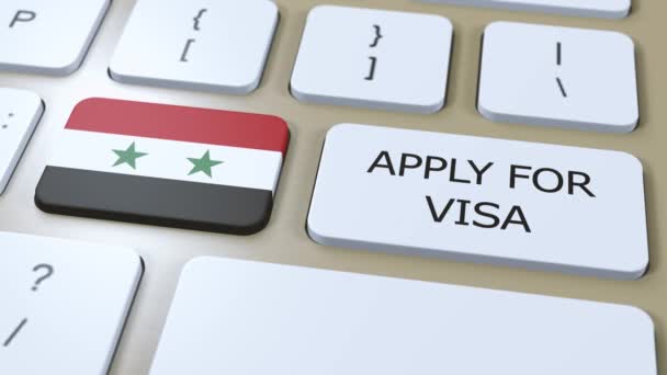 シリアはビザのコンセプトを申請する 国旗を持つ国または政府のビザ — ストック動画