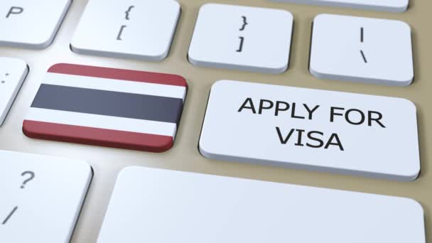 Thailandia Fare Domanda Visa Concept Visto Paese Governo Con Bandiera — Video Stock