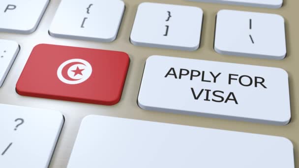 Tunus Visa Konsepti Için Başvuruda Bulundu Ulusal Bayrağı Olan Ülke — Stok video