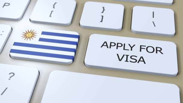 Uruguay Visa Konseptine Başvur Ulusal Bayrağı Olan Ülke Veya Hükümetin — Stok video