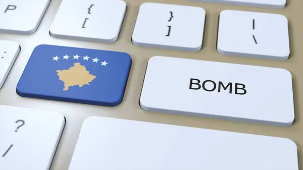 stock image Kosovo National Flag and Text Bomb. 3D Illustration.