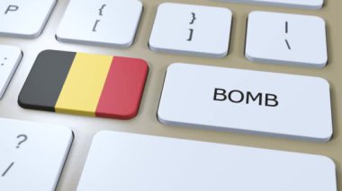 Belçika Ulusal Bayrak ve Metin Bombası. Savaş Konsepti.