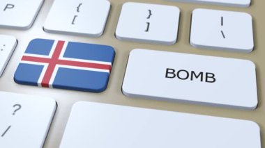 İzlanda Ulusal Bayrak ve Metin Bombası. Savaş Konsepti.