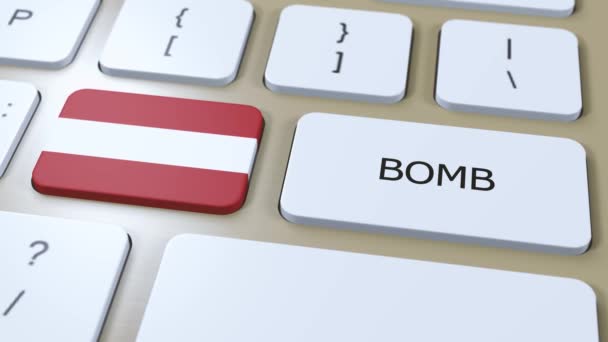 オーストリアの国旗とボタンのテキスト爆弾 戦争コンセプト — ストック動画