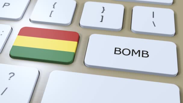 Bolivie Drapeau National Bombe Texte Sur Bouton Concept Guerre — Video