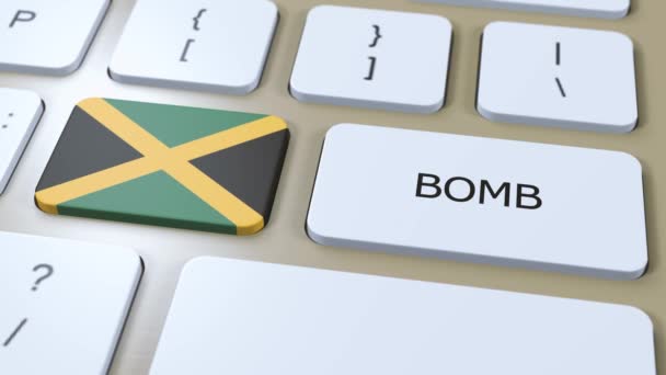 Jamaica País Bandeira Nacional Bomba Texto Botão Conceito Guerra — Vídeo de Stock