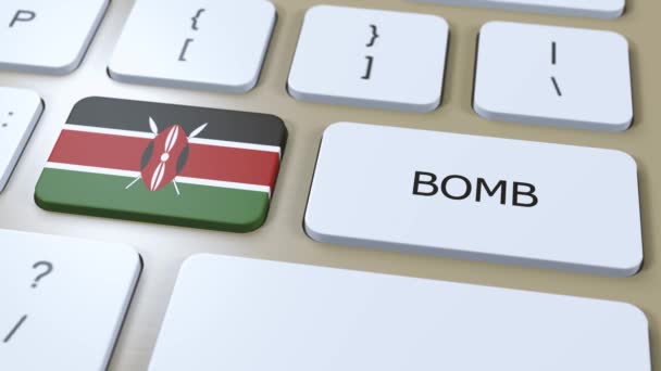 Kenianische Nationalflagge Und Textbombe Auf Knopf Kriegskonzept — Stockvideo