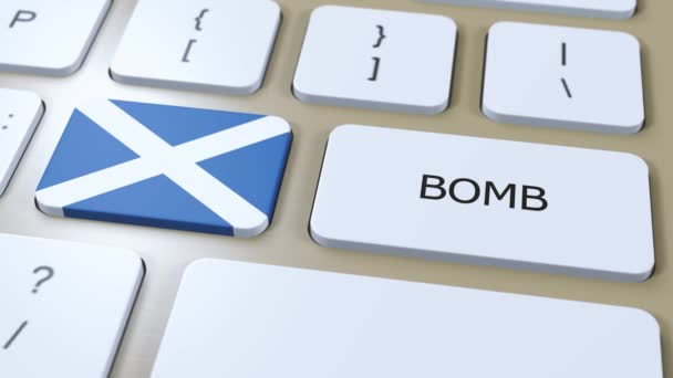 Skoçya Ulusal Bayrak Metin Bombası Savaş Konsepti — Stok video