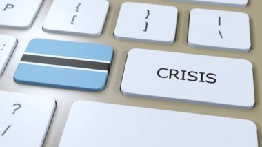 Ülkedeki Botswana Krizi. Metinli Ulusal Bayrak ve Düğme.