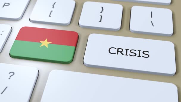 Буркина Фасо Кризис Стране Государственный Флаг Кнопка Текстом — стоковое видео