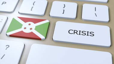 Burundi Krizi. Metin 3B İllüstrasyonlu Ulusal Bayrak ve Düğme.