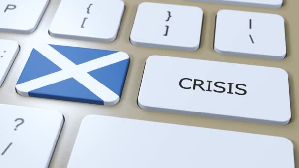 Ülkedeki Skoçya Krizi Metinli Ulusal Bayrak Düğme — Stok video