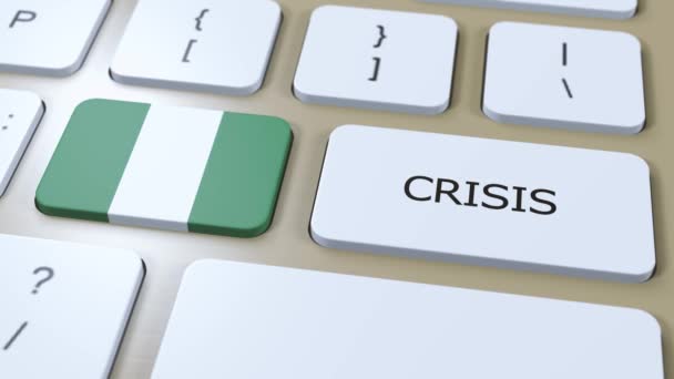 Nigeria Crisis País Bandera Nacional Botón Con Texto — Vídeo de stock