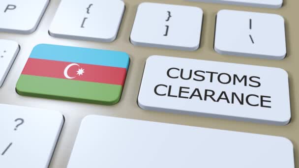 Ázerbájdžánská Národní Vlajka Textové Celní Odbavení Tlačítku — Stock video