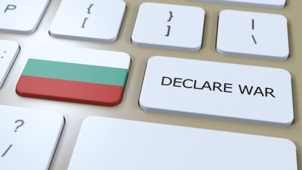 Bulgarije Nationale Vlag Verklaren Oorlog Knop — Stockvideo
