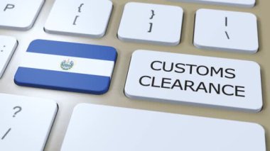 El Salvador Ulusal Bayrak ve Metin Gümrüğü Düğme Temizliği.