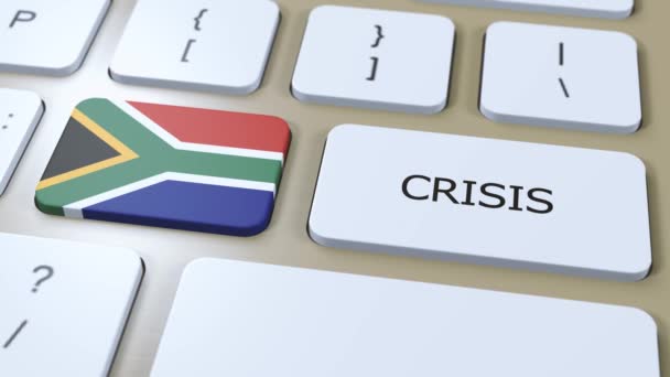 Sud Africa Crisi Nel Paese Bandiera Nazionale Pulsante Con Testo — Video Stock