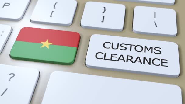 Bandeira Nacional Desembaraço Aduaneiro Texto Burkina Faso Botão — Vídeo de Stock