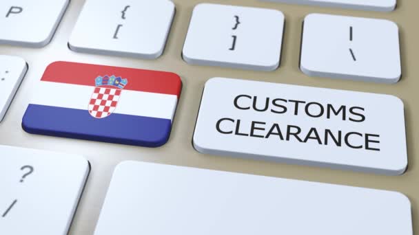 Chorwacka Krajowa Bandera Odprawa Celna Tekstowa Przycisku — Wideo stockowe