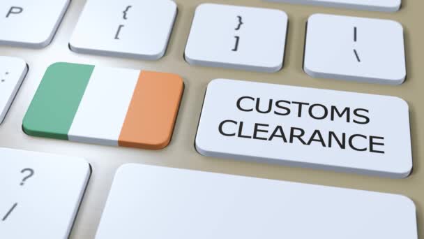 Ireland National Flag Text Customs Clearance Button — Stock Video