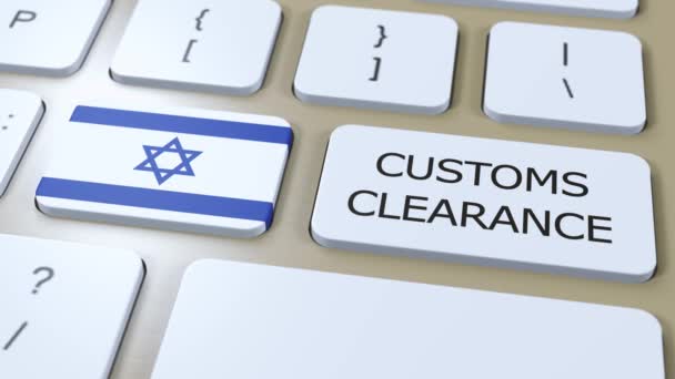 Israel National Flag Text Customs Clearance Button — Stok Video