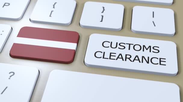Łotwa National Flag Text Customs Clearance Button Odprawa Celna — Wideo stockowe