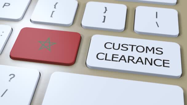 Morocco National Flag Text Customs Clearance Button — Stock Video