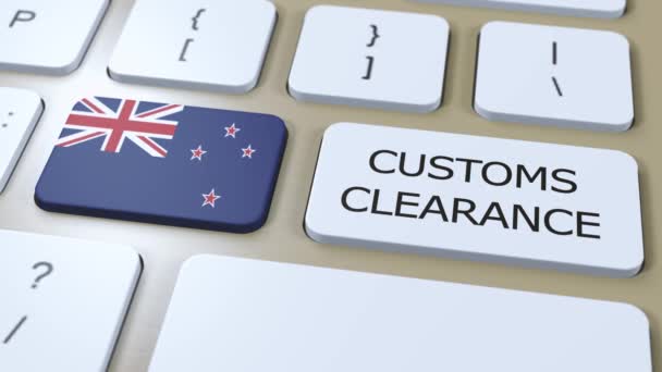 New Zealand National Flag Text Customs Clearance Button — Stock Video