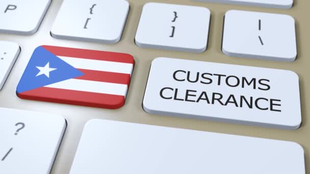 Portoriko Národní Vlajka Text Celní Odbavení Tlačítku — Stock video