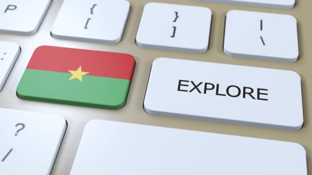 Burkina Faso País Bandeira Nacional Botão Com Texto Explore Animação — Vídeo de Stock