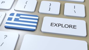 Metin Animasyonlu Yunanistan Ülke Bayrağı ve Düğmesi.