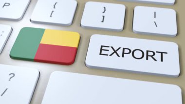 Benin İhracat Animasyonu. Ülke Bayrağı ve Düğmesi.