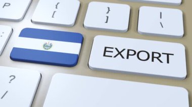 El Salvador İhracat Animasyonu. Ülke Bayrağı ve Düğmesi.