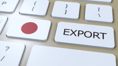 Japonya İhraç Animasyonu. Ülke Bayrağı ve Düğmesi.