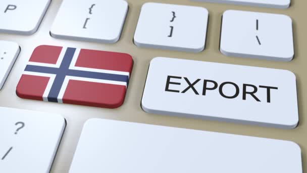 Норвегия Экспортирует Анимирование Флаг Кнопка Страны — стоковое видео