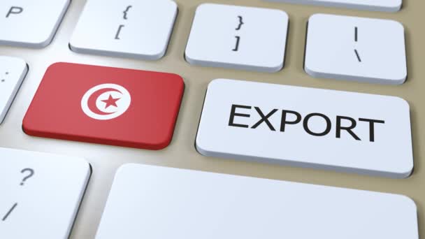 Τυνησία Εξαγωγή Animation Σημαία Και Κουμπί Χώρας — Αρχείο Βίντεο