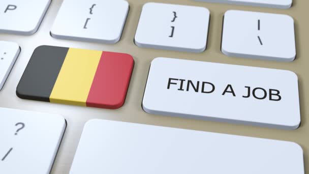 Belgium National Flag Text Find Job Country Concept Animation — Stock Video