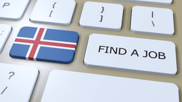 Island Nationalflagge Mit Text Finden Sie Einen Job Country Concept — Stockvideo