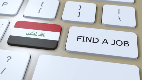Iraq National Flag Text Find Job Country Concept Animation — Stock Video