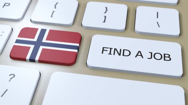 Государственный Флаг Норвегии Текстом Найти Работу Анимации Концепции Страны — стоковое видео