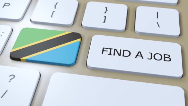 坦桑尼亚国旗与文字 在国家概念动画中寻找工作 — 图库视频影像