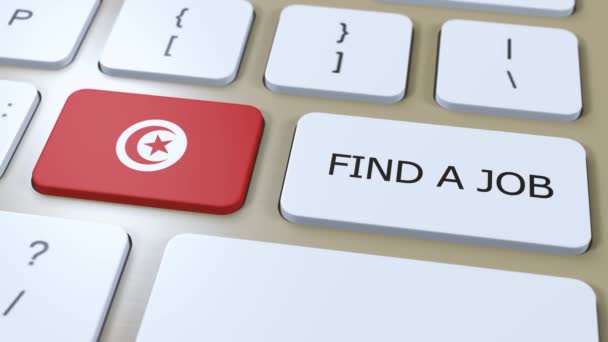 Tunisia National Flag Text Find Job Country Concept Animation — Stock Video