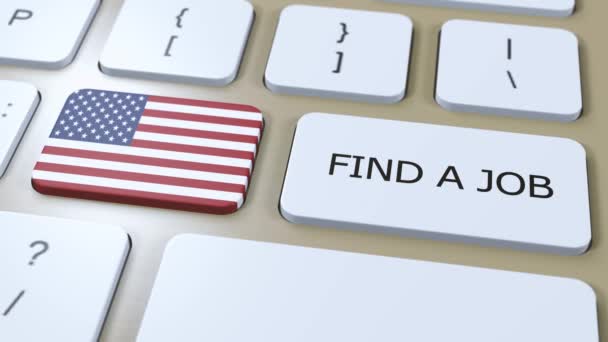 Usa United States America National Flag Text Find Job Country — Stock Video
