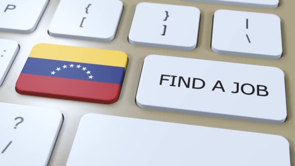 Bandeira Nacional Venezuela Com Texto Procurar Emprego País Conceito Animação — Vídeo de Stock