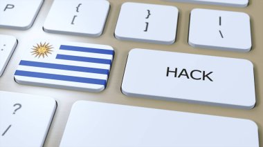 Uruguay Ülke Hacklemesi ya da Hacker Attack 3D Illustration. Ülke Ulusal Bayrağı.